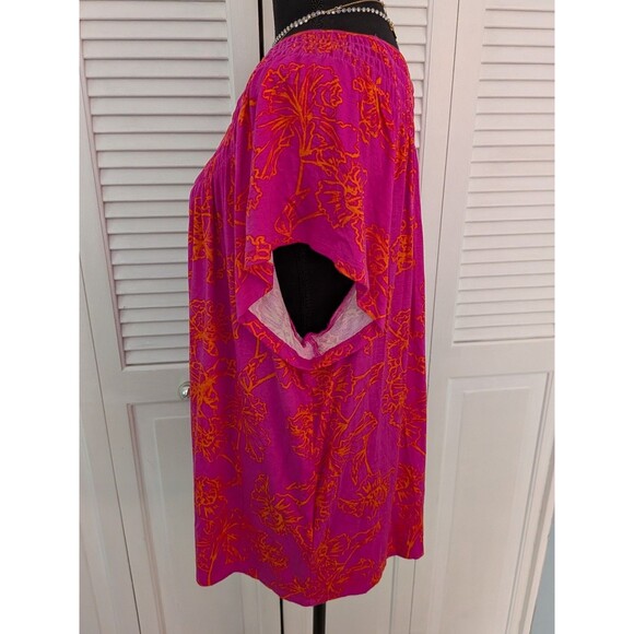 Style & Co Top Womens 2X Fuchsia Pink Orange Vacay Stretch Resort Beach Blouse - Picture 6 of 11